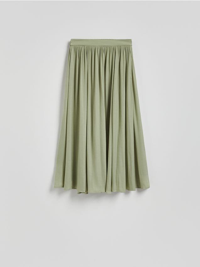 Reserved - Plisowana spódnica maxi - jasnozielony