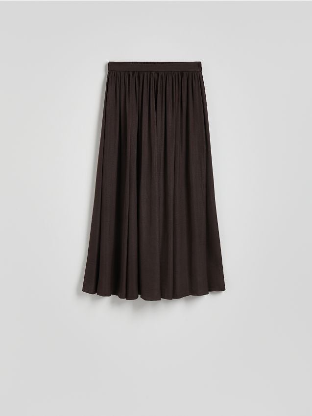 Reserved - Plisowana spódnica maxi - ciemnobrązowy
