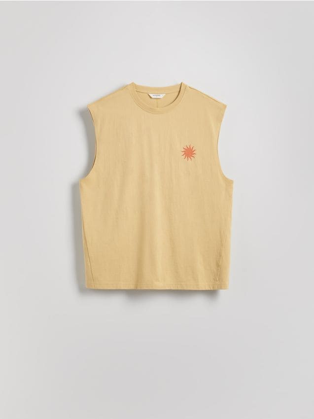 Reserved - Bawełniany tank top - musztardowy
