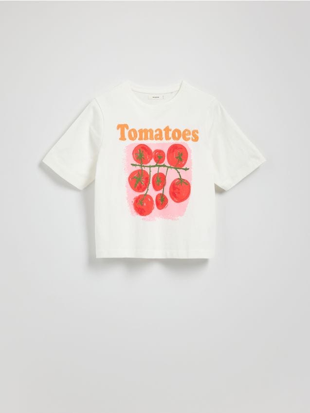 Reserved - T-shirt z nadrukiem - złamana biel