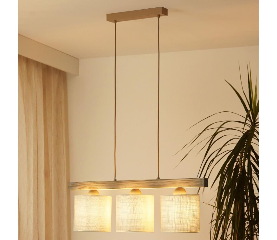 Brilagi - Żyrandol na lince FOREST 3xE27/15W/230V sosna/brązowy/kremowy