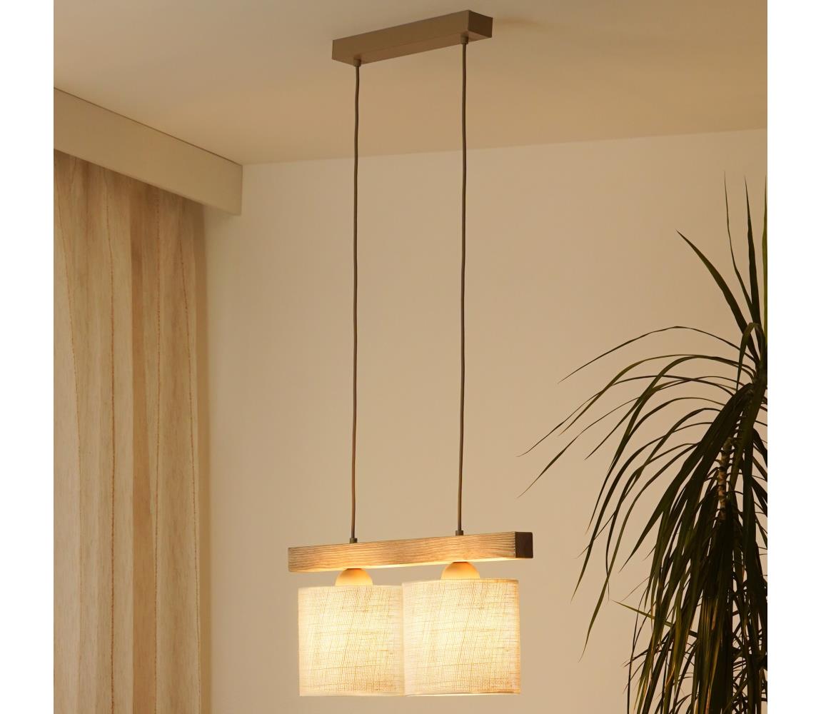 Brilagi - Żyrandol na lince FOREST 2xE27/15W/230V sosna/brązowy/kremowy