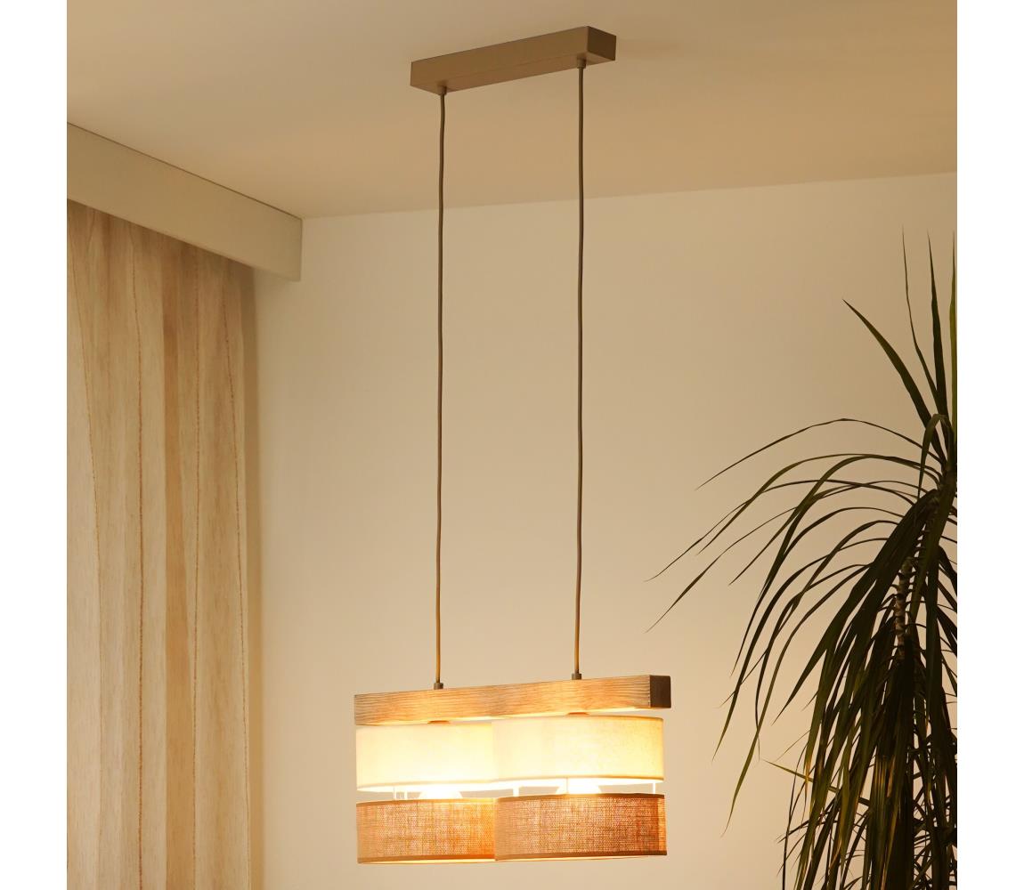 Brilagi - Żyrandol na lince FOREST 2xE27/15W/230V sosna/beżowy/kremowy