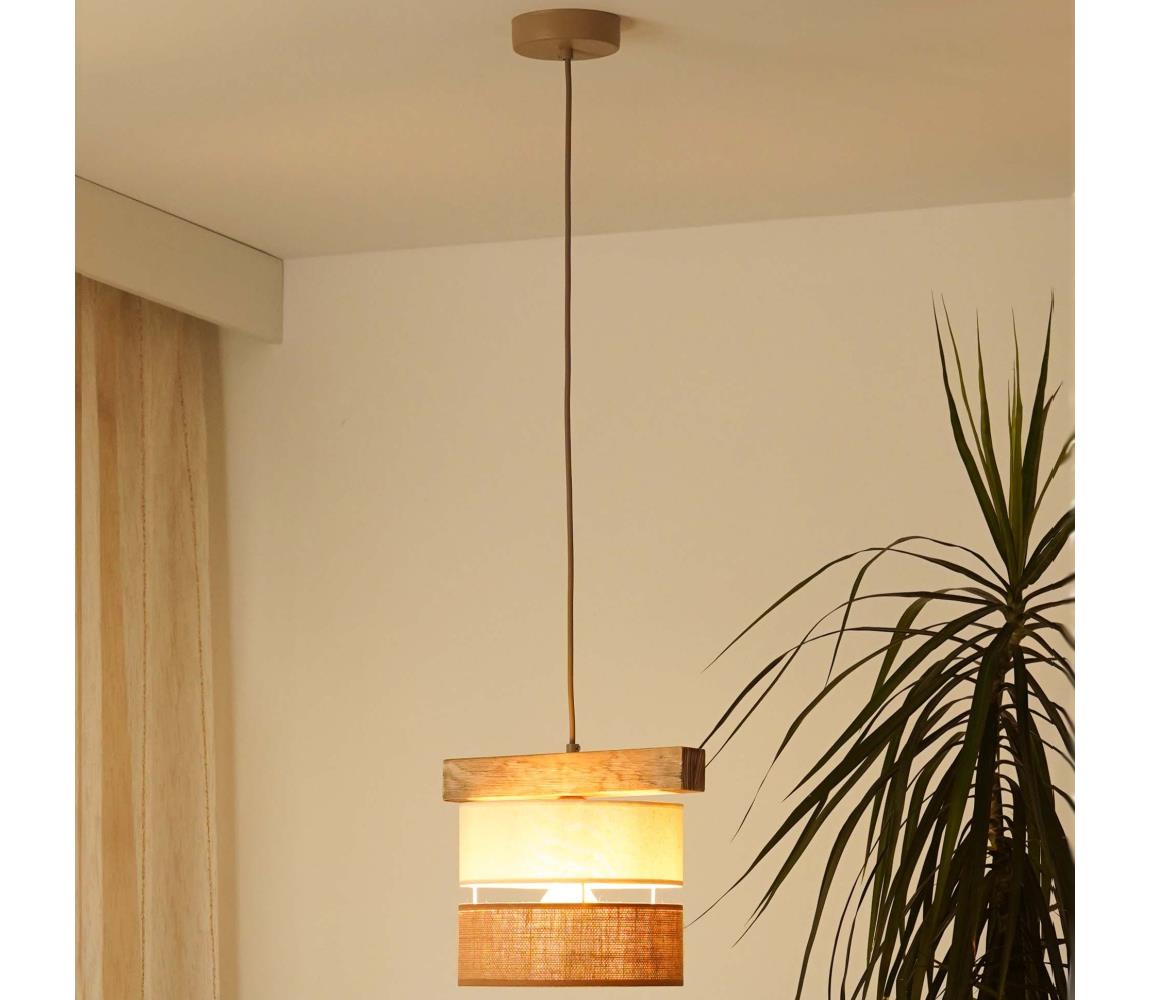 Brilagi - Żyrandol na lince FOREST 1xE27/15W/230V sosna/beżowy/kremowy