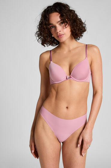 Hunkemöller Niewidoczne pod ubraniem stringi z koronkowym tyłem Różowy