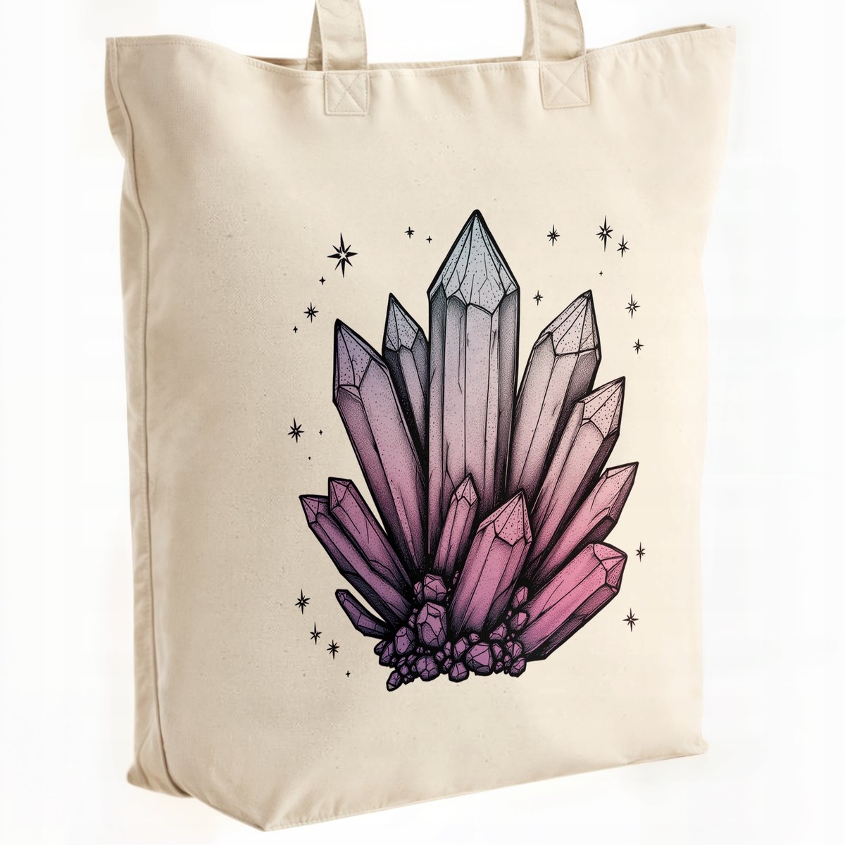 Torba bawełniana premium na zakupy Kryształy Magia Motyw Kryształów Prezent