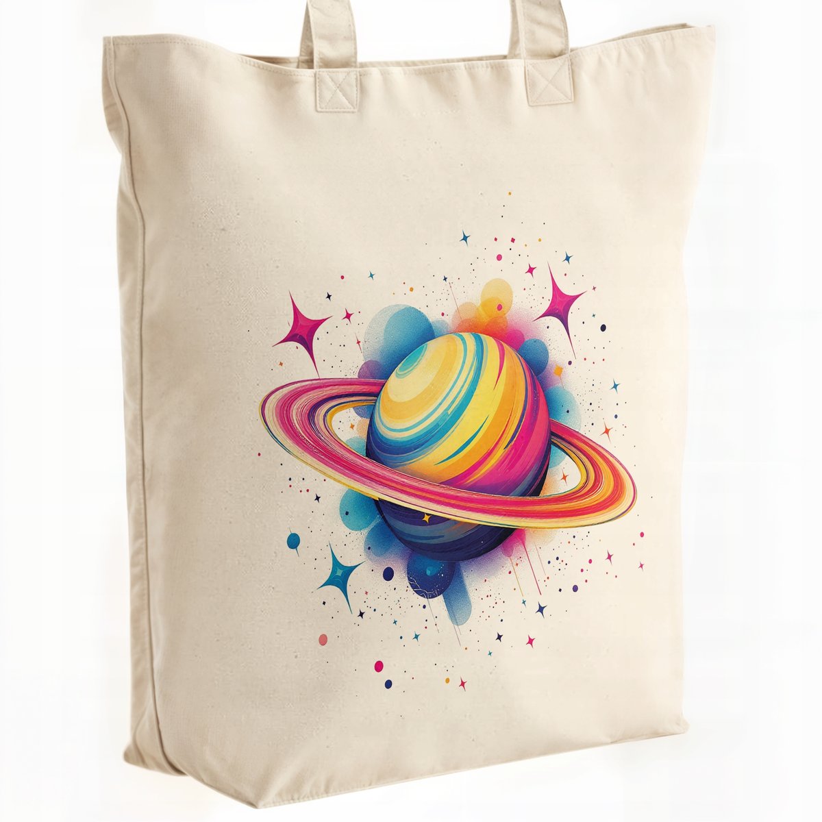 Torba bawełniana premium na zakupy Planeta Saturn Abstrakcja Prezent
