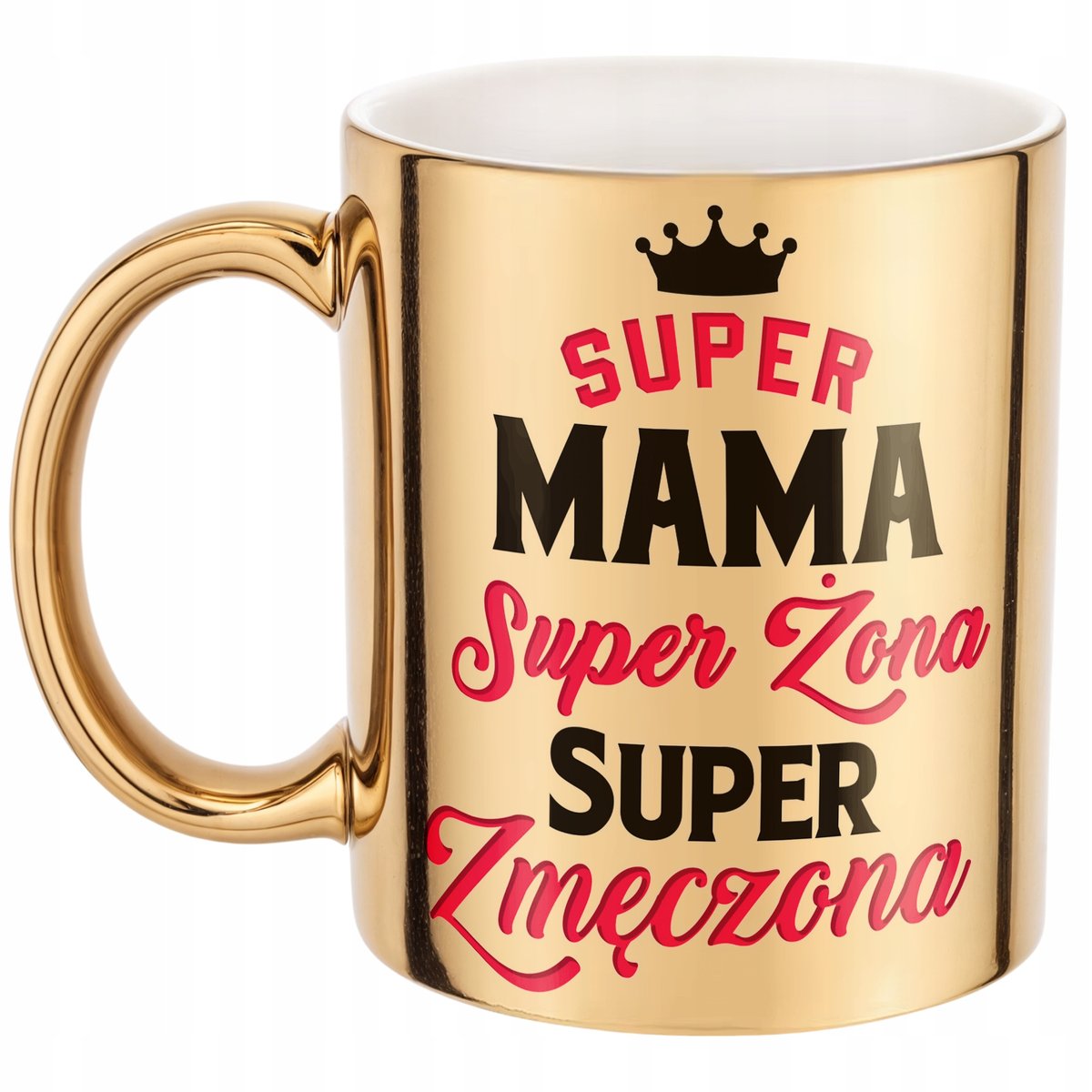 Złoty Kubek ceramiczny Dzień Matki Dla Mamy Super Mama Żona