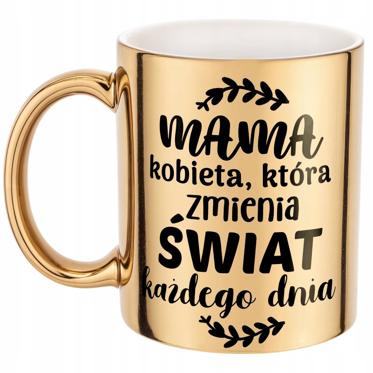 Złoty Kubek ceramiczny Dzień Matki Dla Mamy Kobieta Która Zmienia Świat