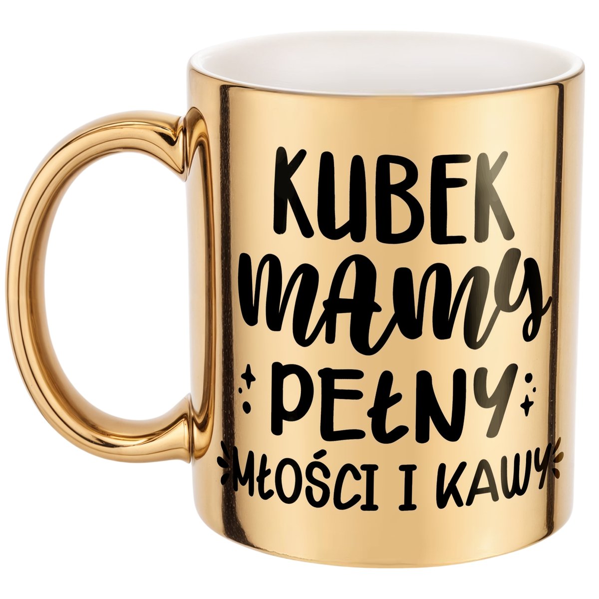 Złoty Kubek ceramiczny Dzień Matki Dla Mamy Kubek Pełny Kawy i Miłości