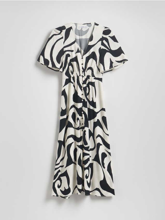 Reserved - Sukienka midi - złamana biel