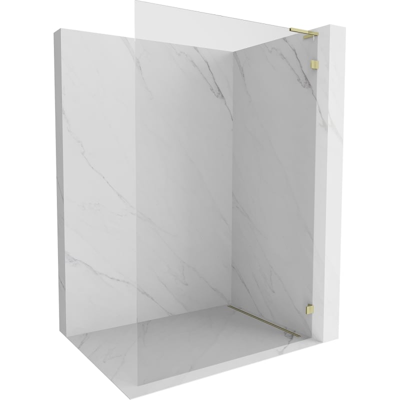 Mexen Lunar L ścianka prysznicowa Walk-in prawa 80 x 200 cm, transparent 8 mm, złota - 830L-080-000-50-00-P