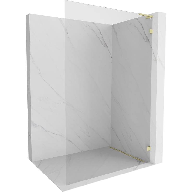 Mexen Lunar L ścianka prysznicowa Walk-in prawa 120 x 200 cm, transparent 8 mm, złota szczotkowana - 830L-120-000-55-00-P
