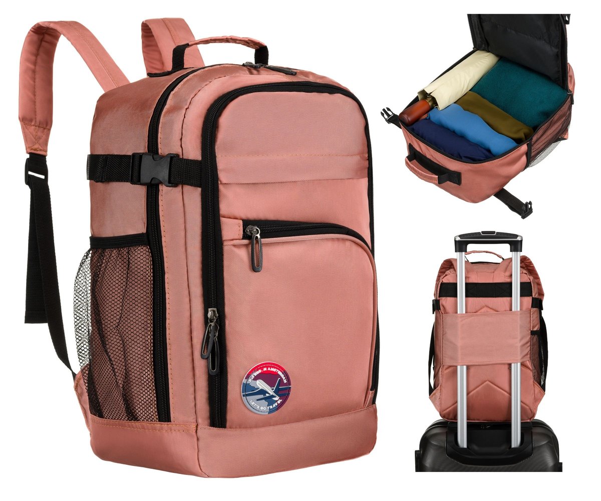 Plecak bagaż do samolotu Peterson podręczny torba 40x20x25 podróżny Wizzair różowy woodrose