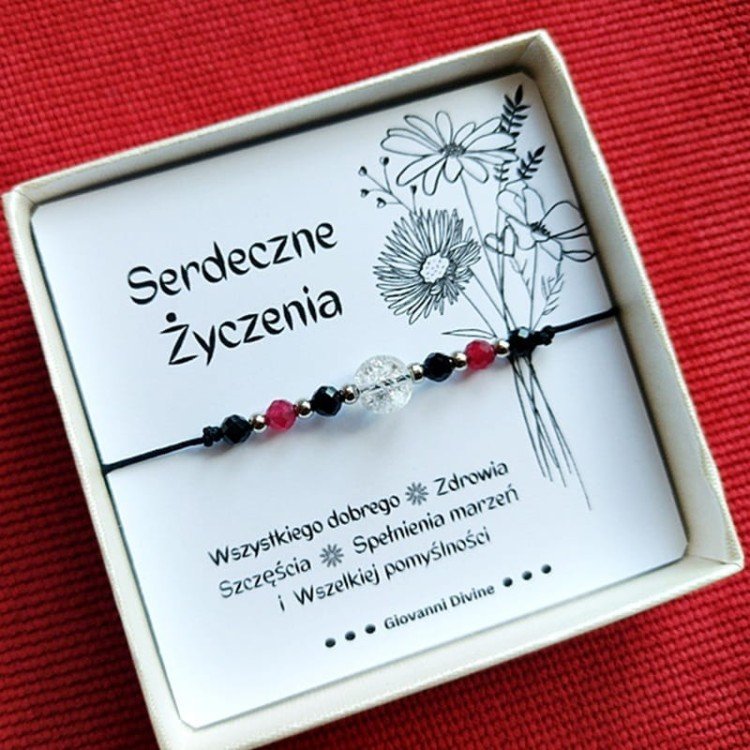 Bransoletka Serdeczne Życzenia ZDROWIA SZCZĘŚCIA Upominek na Prezent/GiovanniDivine