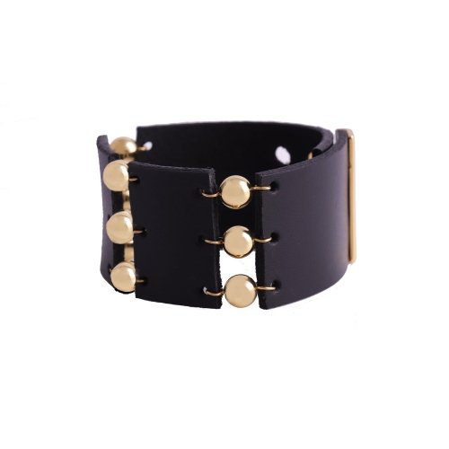 COLIBRA Pozłacana Bransoletka skórzana z kulkami (B22/JES/204AU)