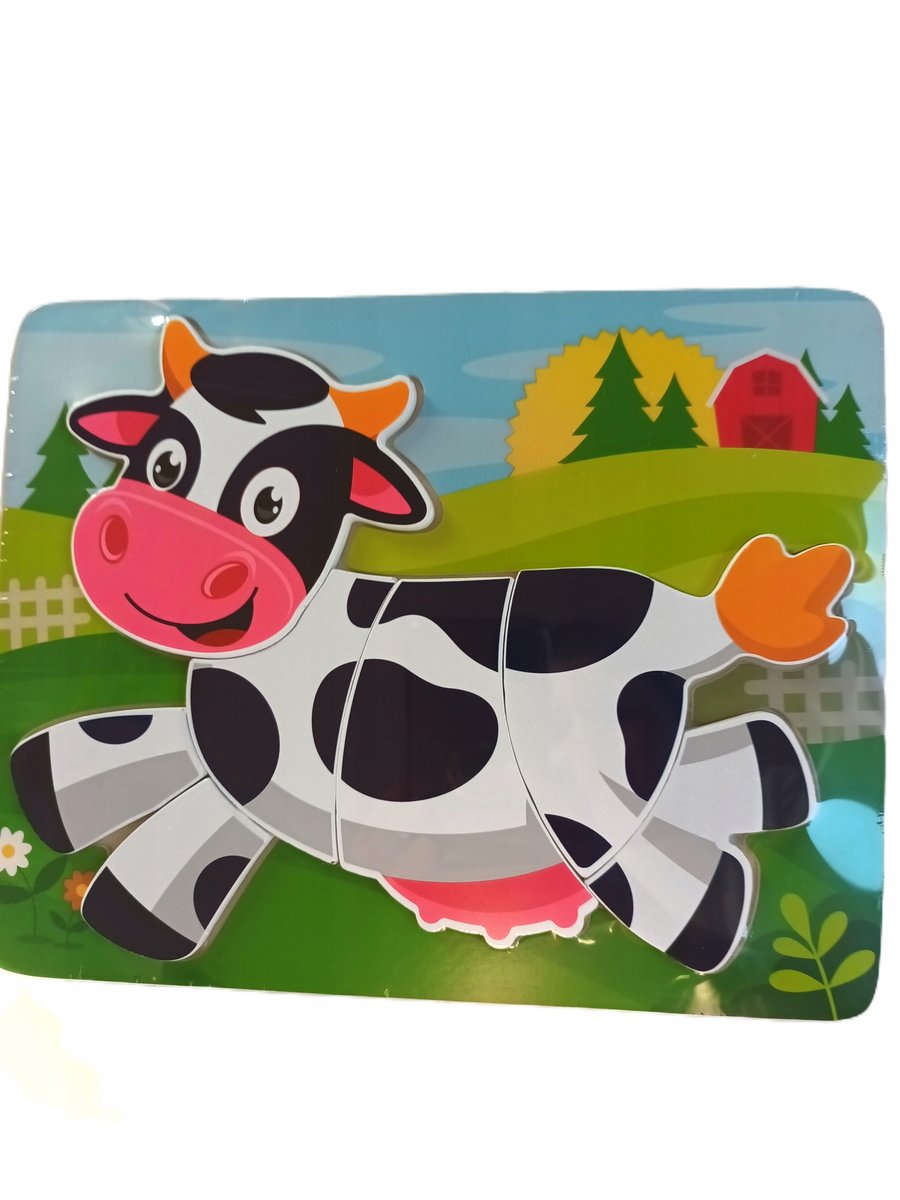 Montessori Drewniane puzzle ranczo zwierzęta na farmie układanka edukacyjna