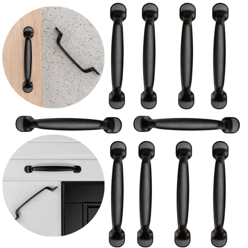 10x Uchwyt meblowy elegancki czarny 128 mm zestaw do mebli 10 szt