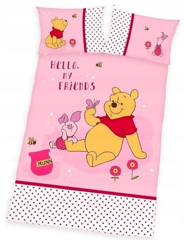 Pościel bawełniana do łóżeczka 100x135 Disney Miś Kubuś Puchatek Prosiaczek