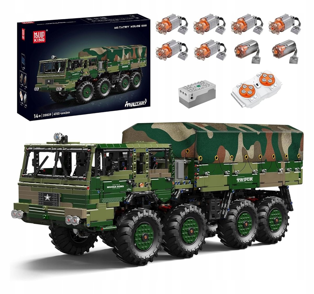 MOULD KING 20039 Tatra Kolos 8x8 RC Ciężarówka Wojskowa Klocki + Pilot