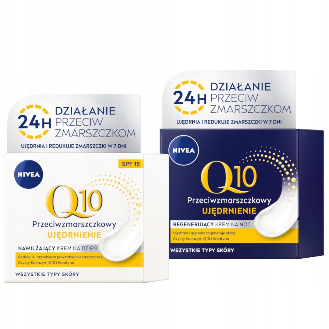 NIVEA Q10 UJĘDRNIENIE Krem przeciwzmarszczkowy na dzień 50ml + na noc 50ml