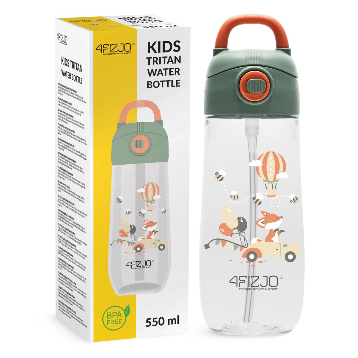 BUTELKA NA WODĘ BIDON DLA DZIECKA NAPÓJ DO SZKOŁY SPORTOWA TRITAN 550 ML