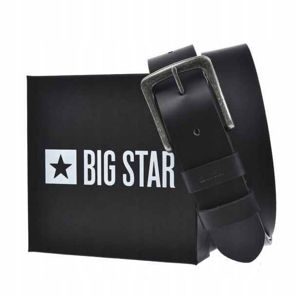 PASEK do spodni SKÓRZANY UNISEX BIG STAR czarny OO675003 +ETUI 85/100cm