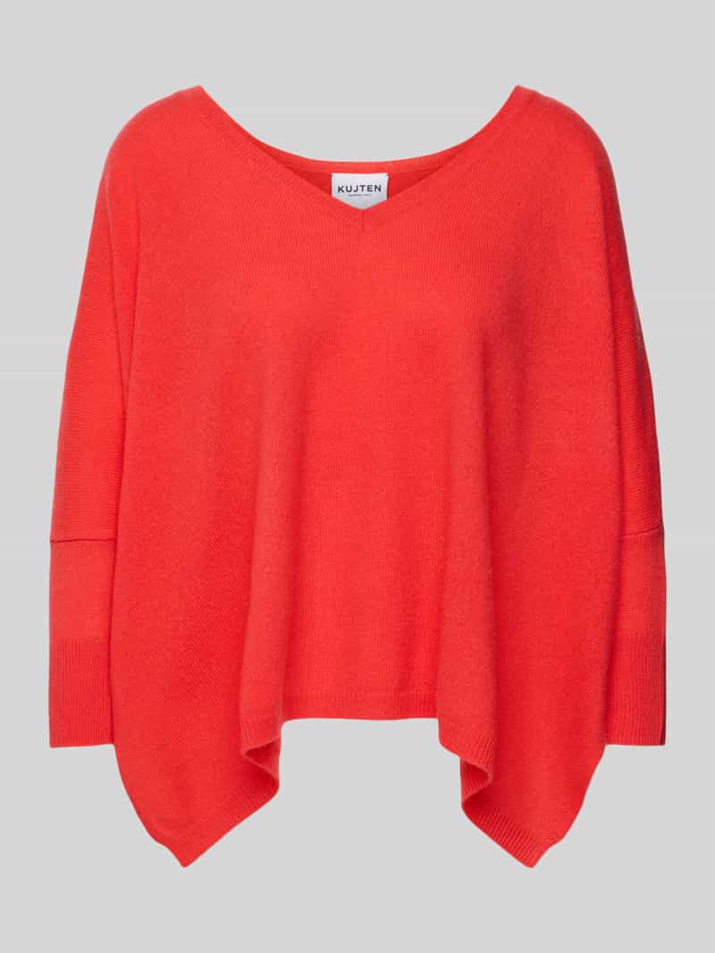Sweter z dzianiny o kroju oversized z rękawem o dł. 3/4 model ‘MINIE’