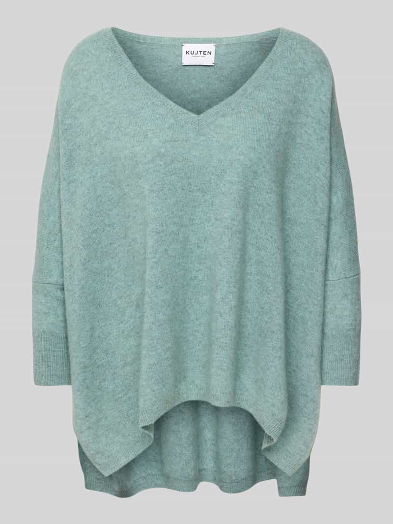 Sweter z dzianiny o kroju oversized z rękawem o dł. 3/4 model ‘MINIE’