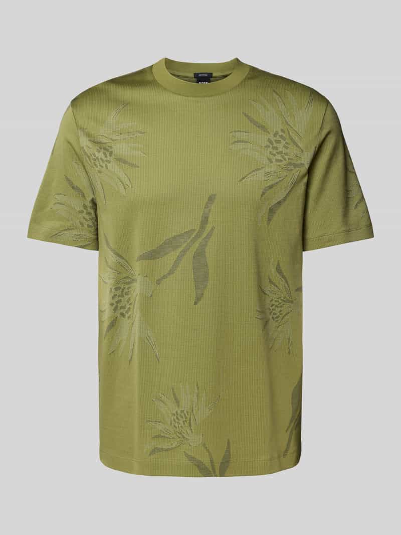 T-shirt z prążkowanym, okrągłym dekoltem model ‘Taut’