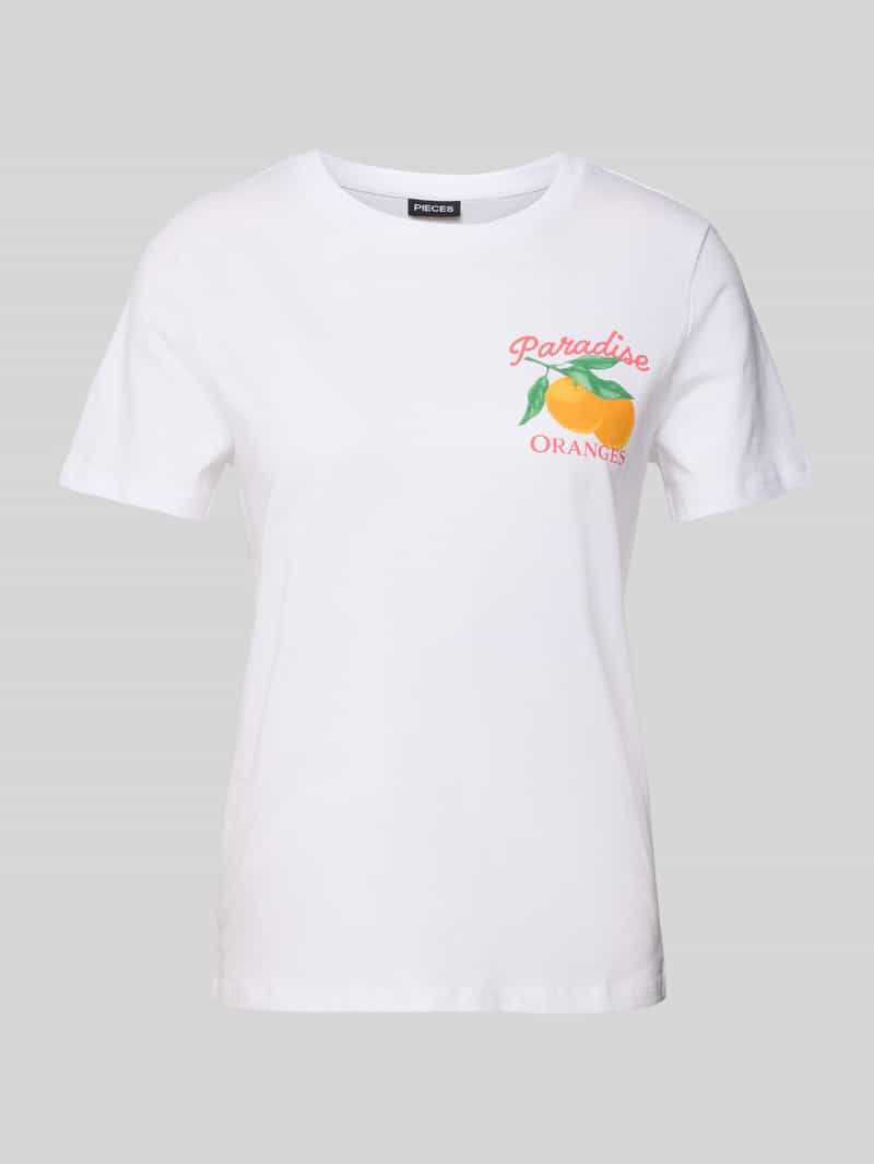 T-shirt o kroju regular fit z czystej bawełny model ‘SUMMER’
