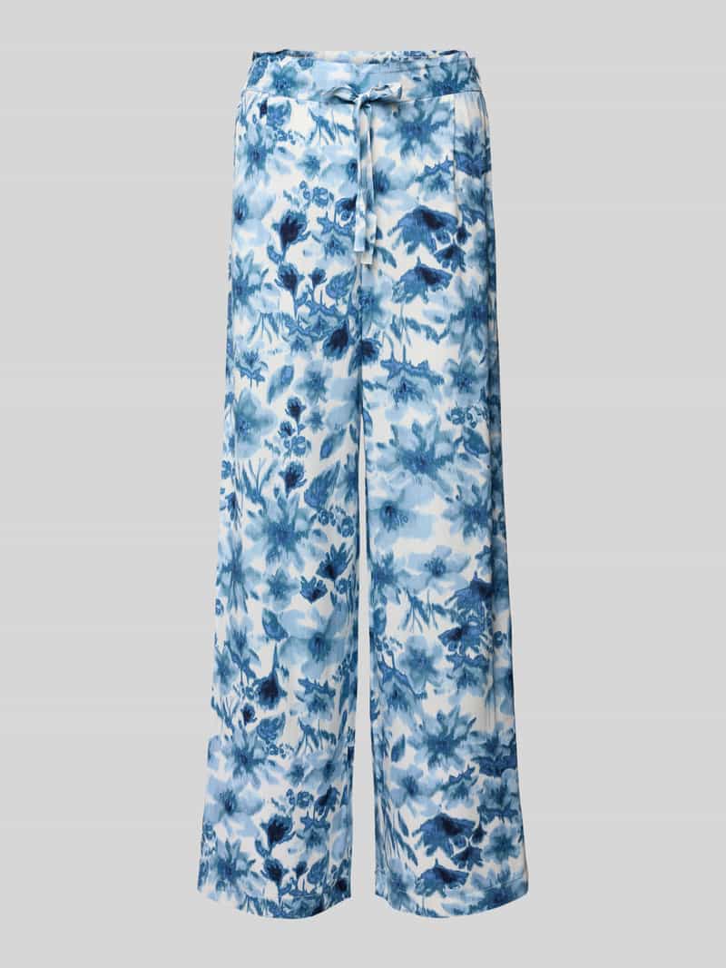 Spodnie materiałowe z szeroką nogawką i zakładkami w pasie