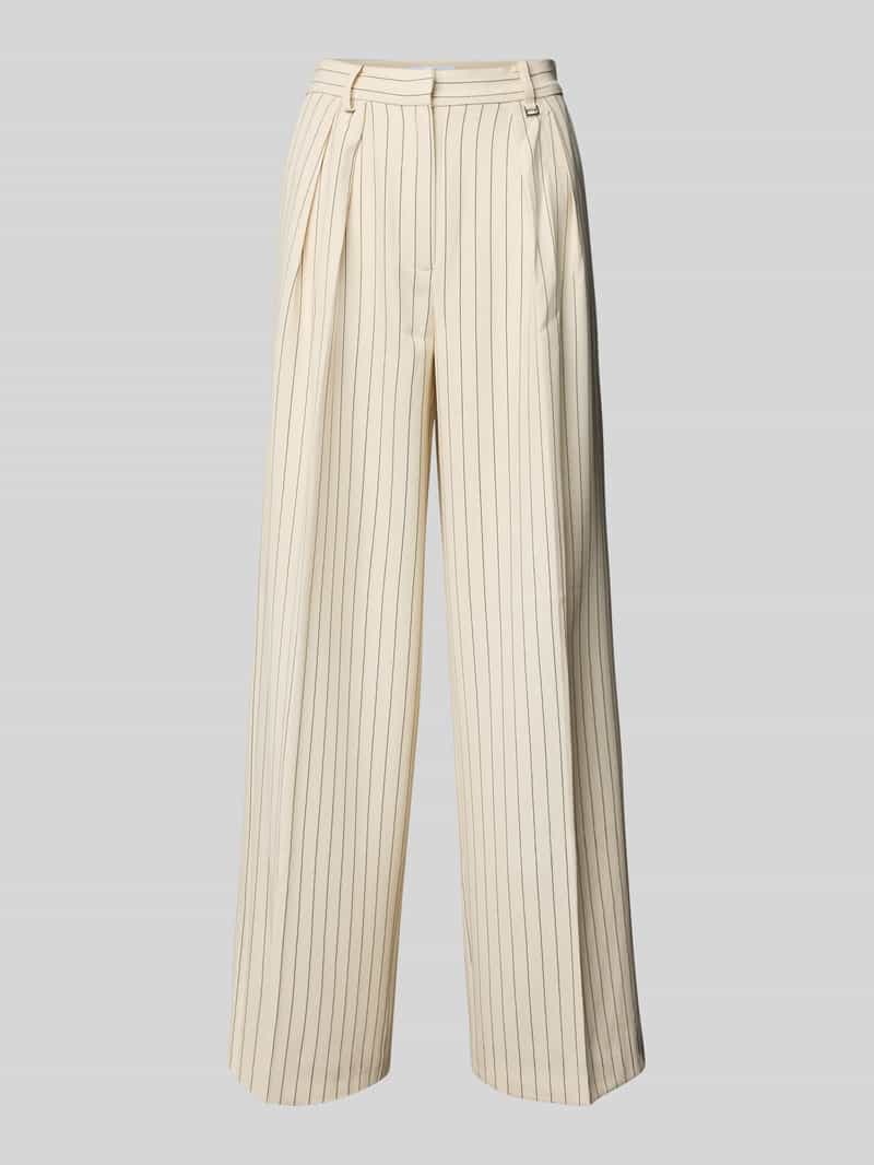 Spodnie materiałowe z szeroką nogawką i zakładkami w pasie model ‘Elaine’