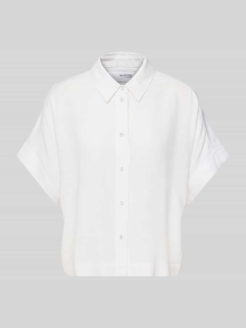 Bluzka o kroju relaxed fit z mieszanki wiskozy i lnu model ‘VIVA’