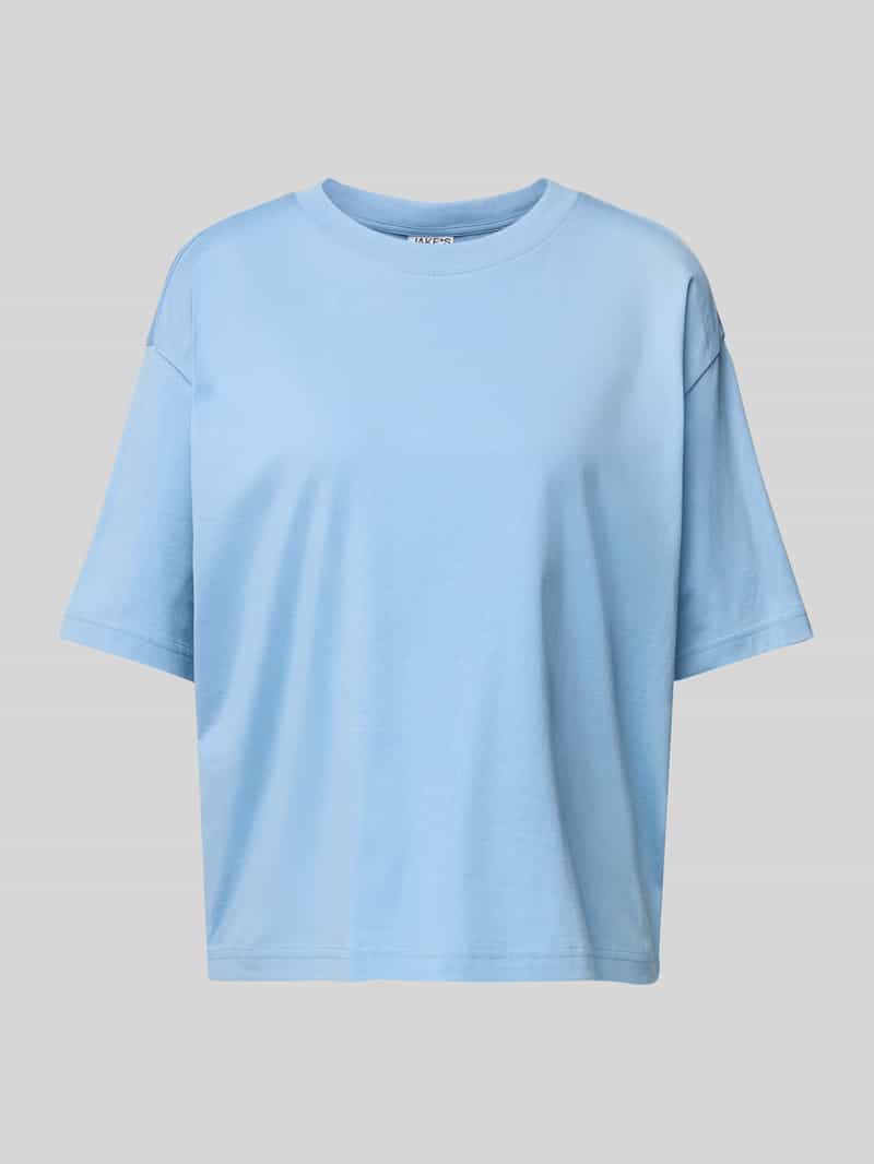 T-shirt o kroju oversized z okrągłym, prążkowanym dekoltem