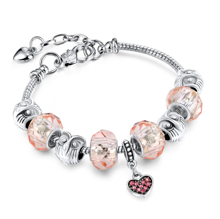 Bransoletka modułowa Charms Beads Sowa Serce Murano