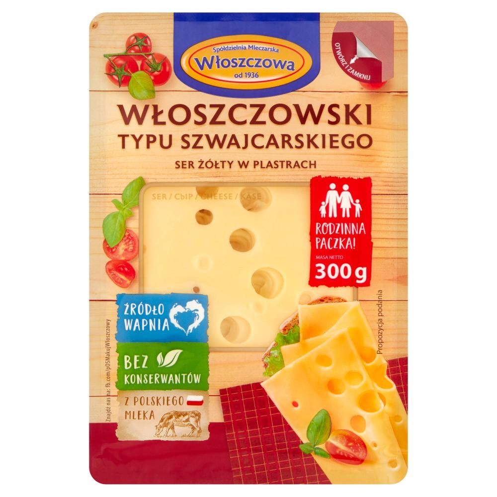Włoszczowa Ser żółty włoszczowski typu szwajcarskiego w plastrach 300 g