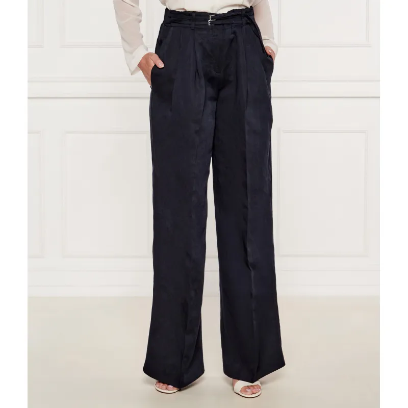 BOSS BLACK Spodnie Taualy-W Relaxed fit z dodatkiem lnu