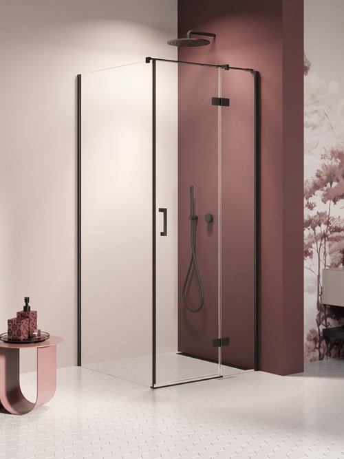 Kabina prysznicowa uchylna prawa kolor czarny mat 90x70 cm K-3732 New Trendy Nesta Black