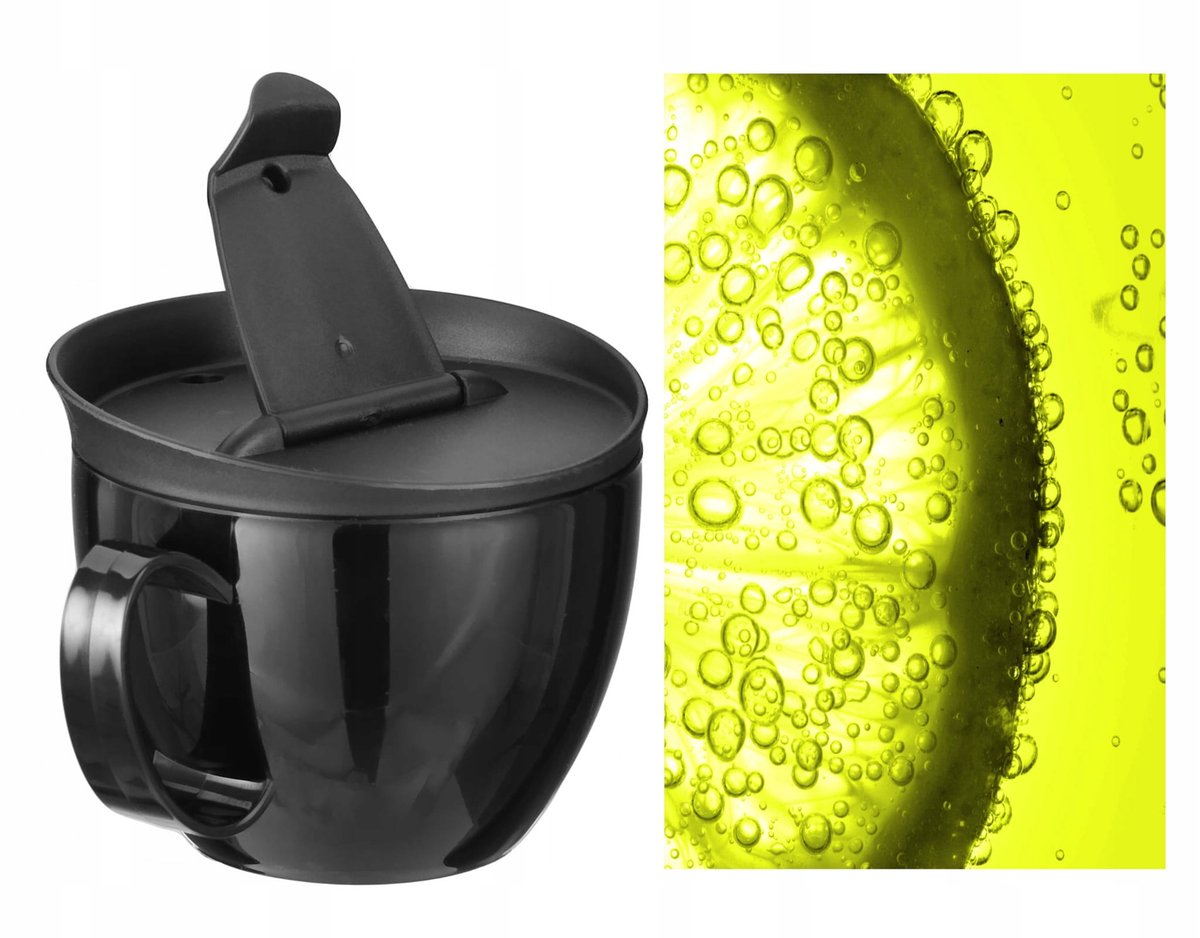 KUBEK FILIŻANKA Z PRZYKRYWKĄ WIELORAZOWY 250ML CZARNY