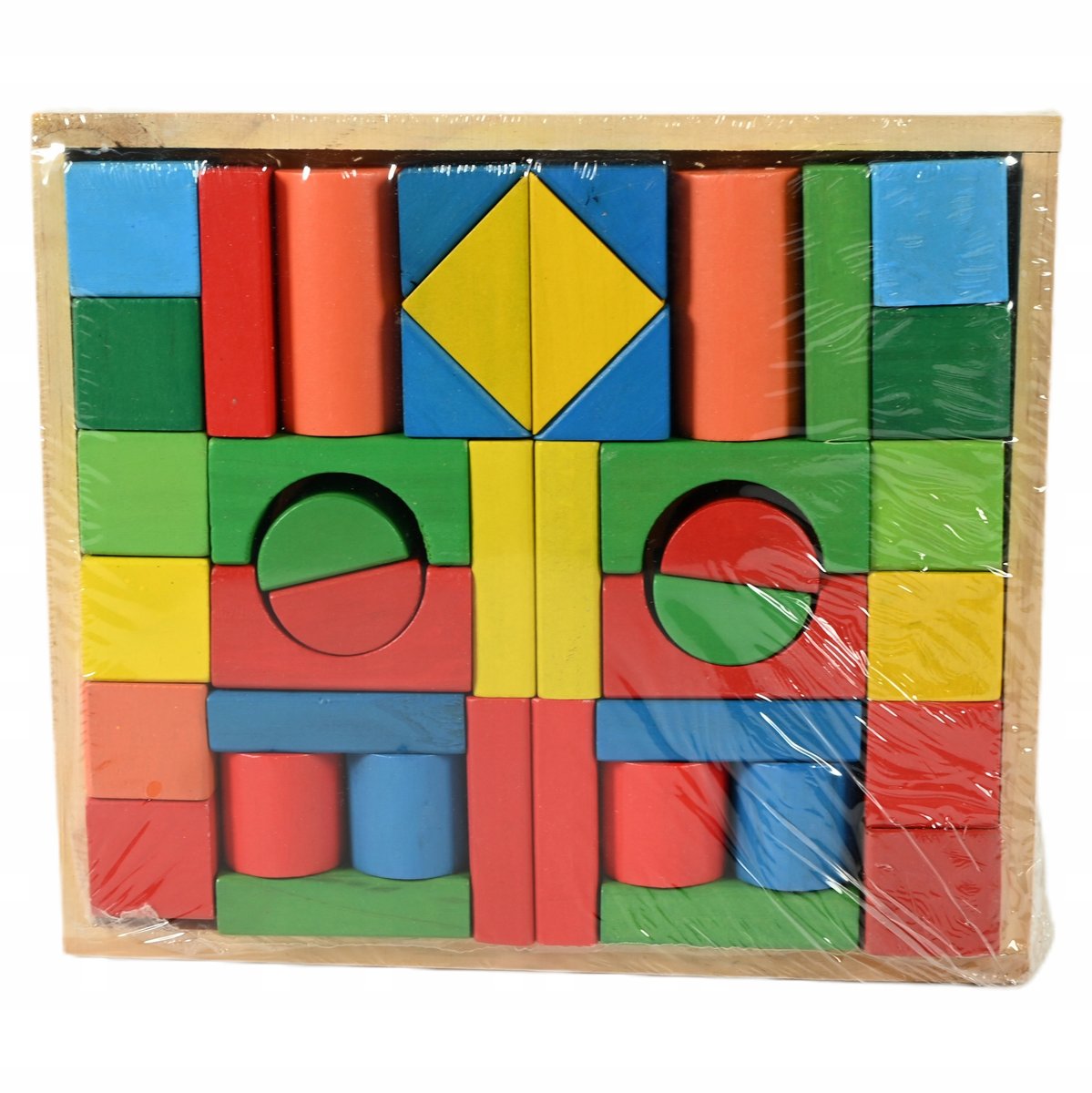 Klocki Drewniane Układanka Edukacyjna Geometryczna 42 Elementy