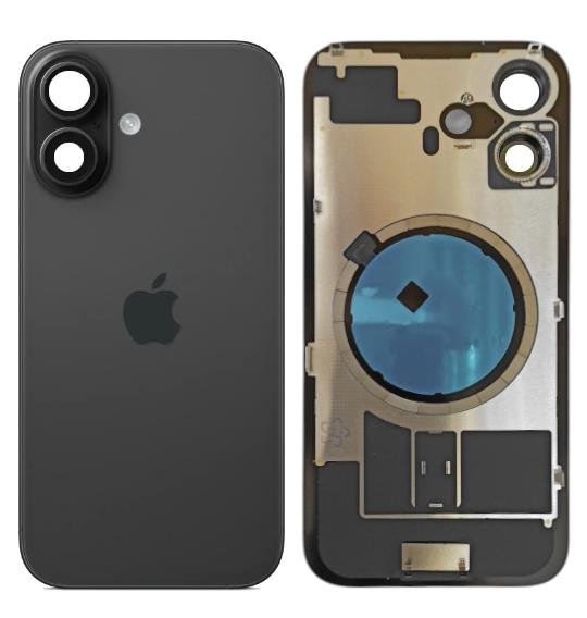 Klapka Plecki Tył iPhone 16 Black z Ramką i Magnesami