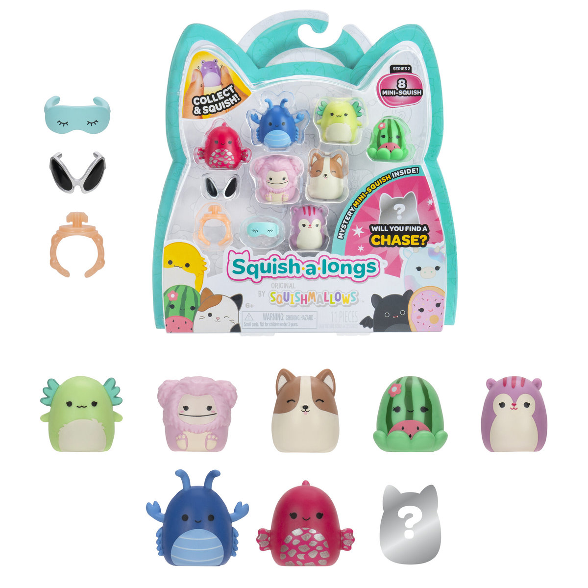 SQUISHMALLOWS Zestaw Figurek SQUISH A LONGS Figurka Niespodzianka 8pak s2