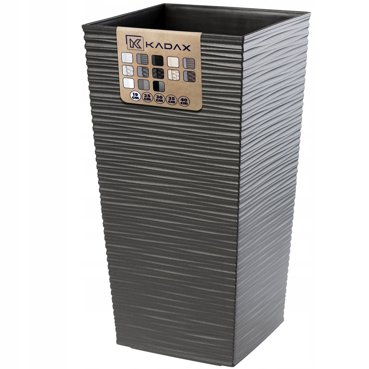 DONICZKA DONICA Z WKŁADEM OSŁONKA KWIETNIK WYSOKA OGRODOWA GRAFIT 19x36cm