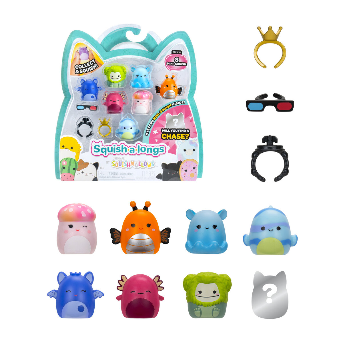 SQUISHMALLOWS Zestaw Figurek SQUISH A LONGS Figurka Niespodzianka 8pak s2