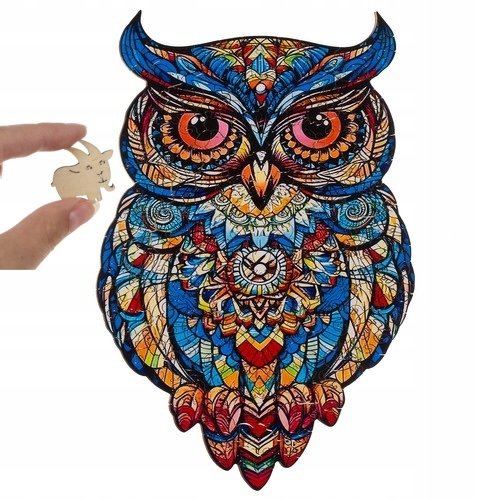 Układanka drewniana puzzle SOWA różne kształty MOZAIKA WYJĄTKOWE ELEMENTY