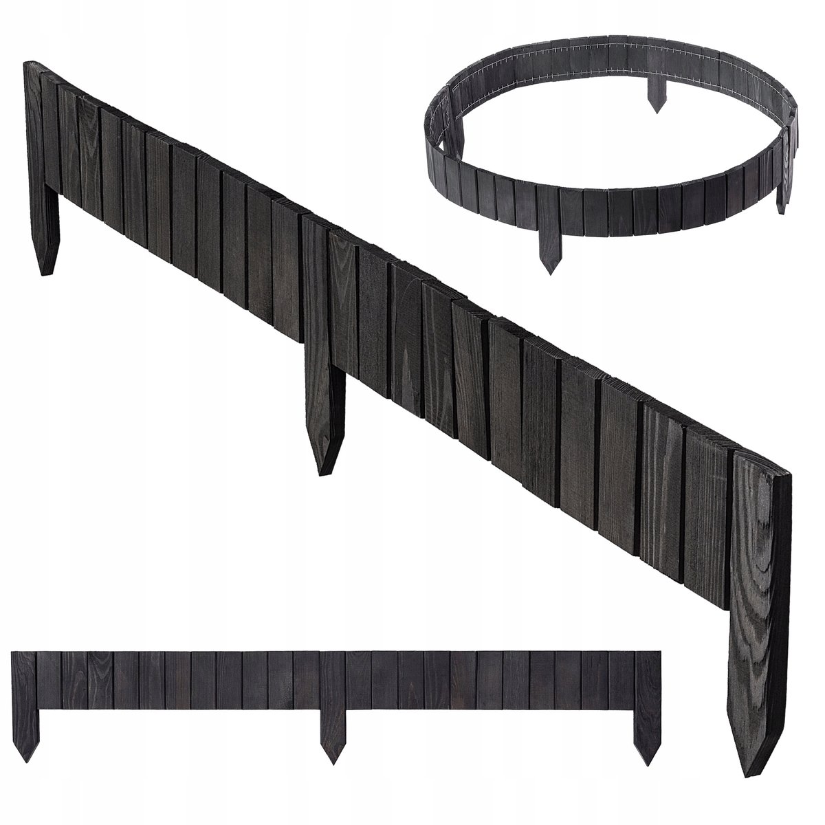 OBRZEŻE PALISADA OGRODOWA PŁOTEK DREWNIANY TRAWNIKOWY WBIJANY SZARY 10x114
