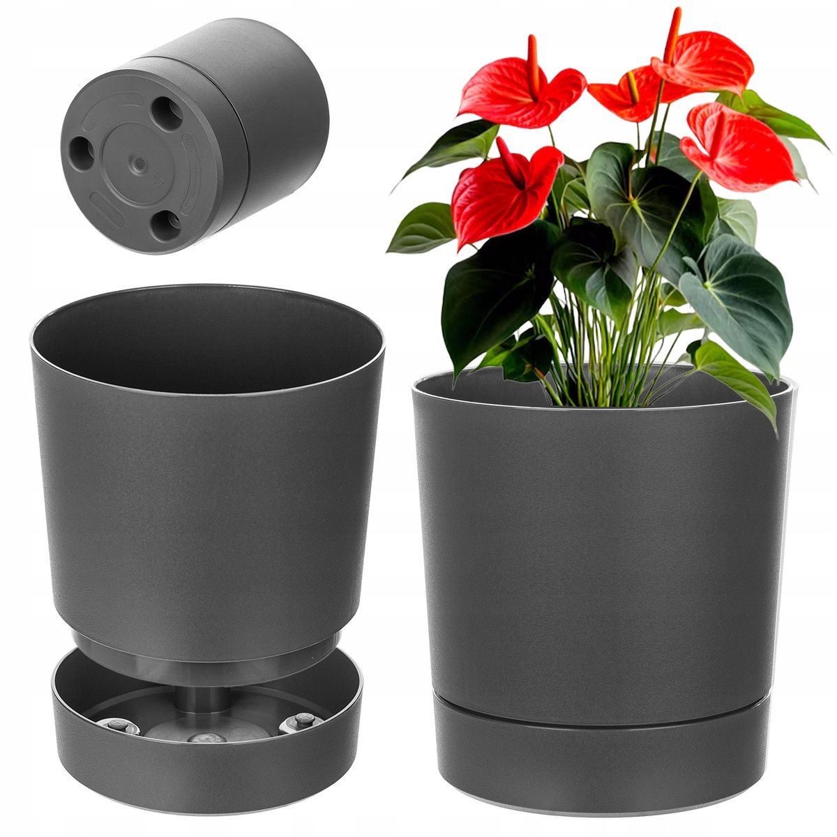 DONICZKA DONICA OSŁONKA NA KWIATY 27,5 cm Z PODSTAWKĄ PLASTIKOWA OKRĄGŁA