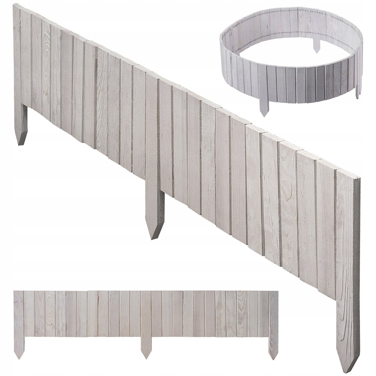 OBRZEŻE PALISADA OGRODOWA PŁOTEK DREWNIANY TRAWNIKOWY WBIJANY BIAŁY 20x116