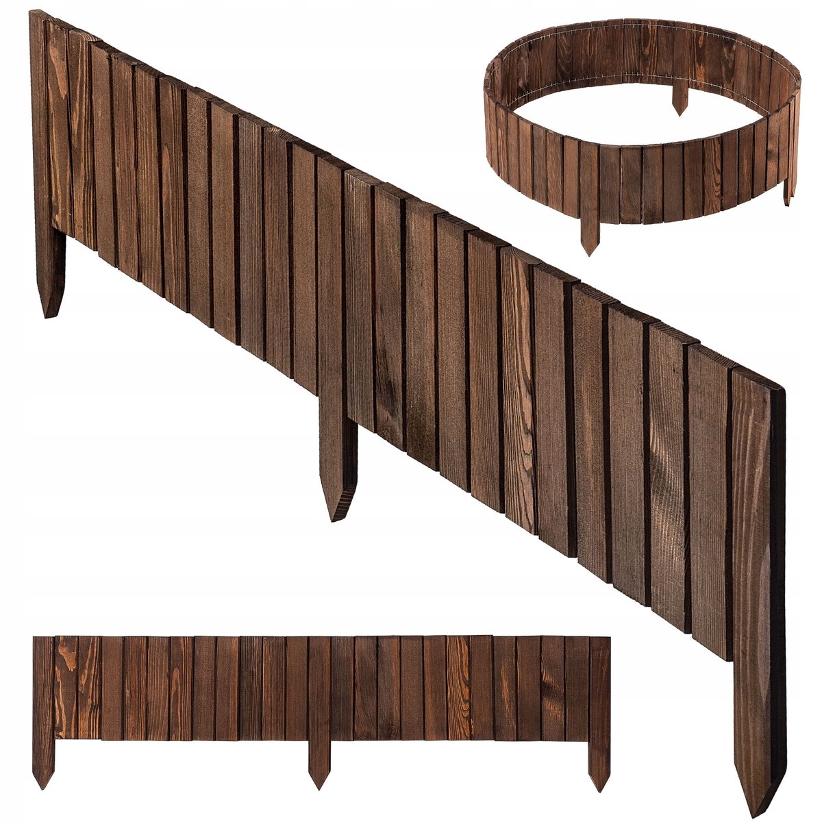 OBRZEŻE PALISADA OGRODOWA PŁOTEK DREWNIANY TRAWNIKOWY WBIJANY BRĄZ 20x116